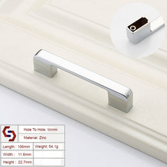 Zinc Kitchen Cabinet Handles Drawer Bar Handle Pull silver color hole to hole size 96mm