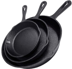 Cast Iron Skillet Cookware 3-Piece Set Chef Quality Pre-Seasoned Pan 10" 8" 6" Pans-WA_Rural