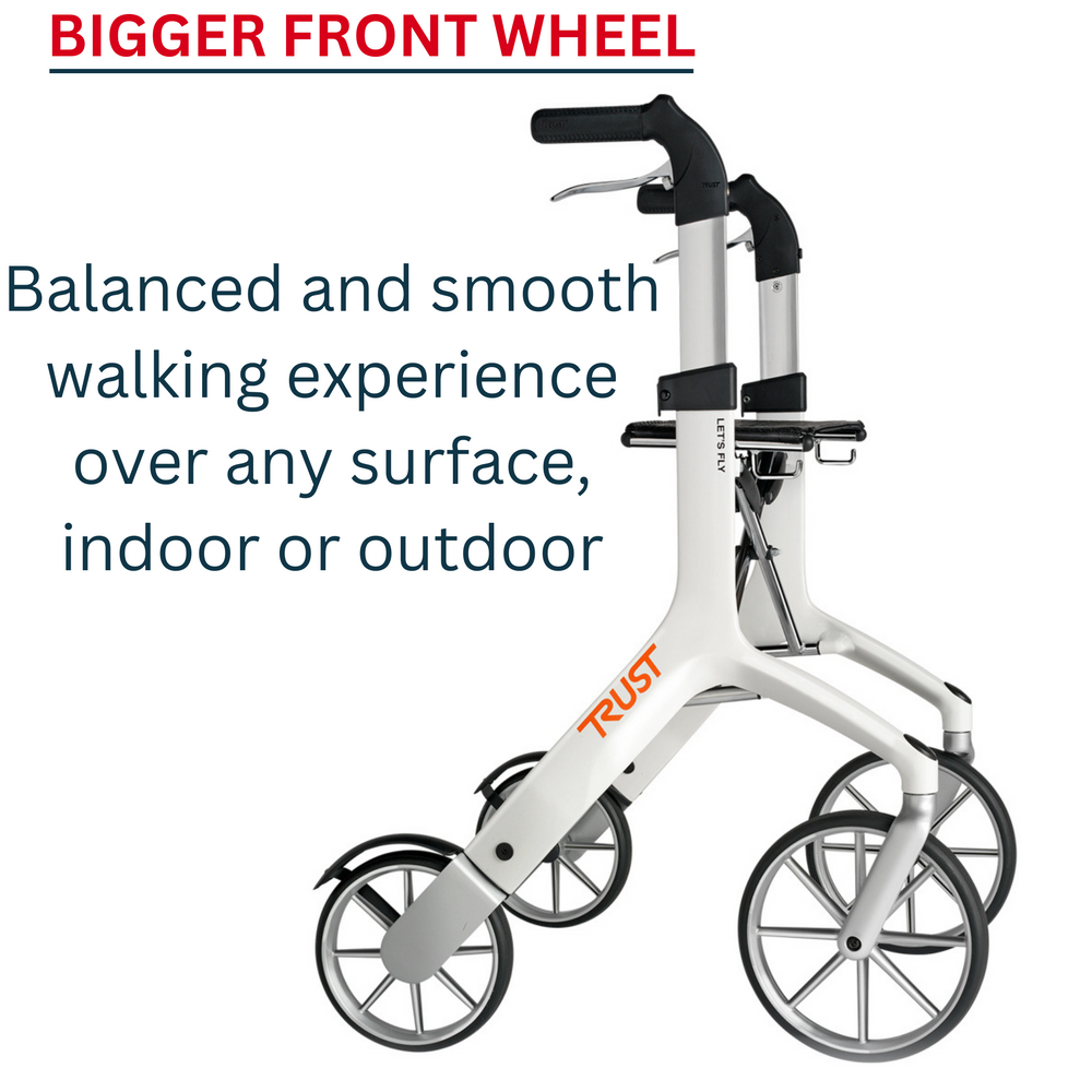 Let's Fly Mobility Rollator Wheelie Walker - White-ACT