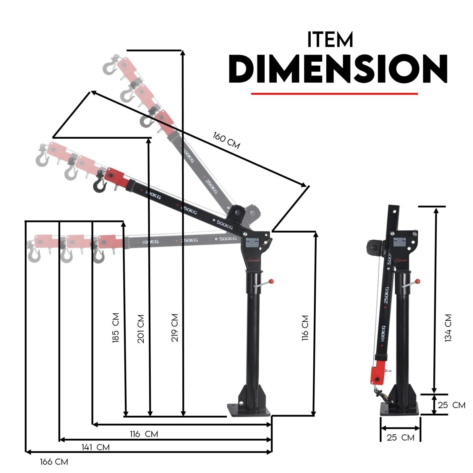 800kg Electric Hoist Winch Crane 12V Swivel Car Truck UTE Lift 360å¡ Pick Up-ACT