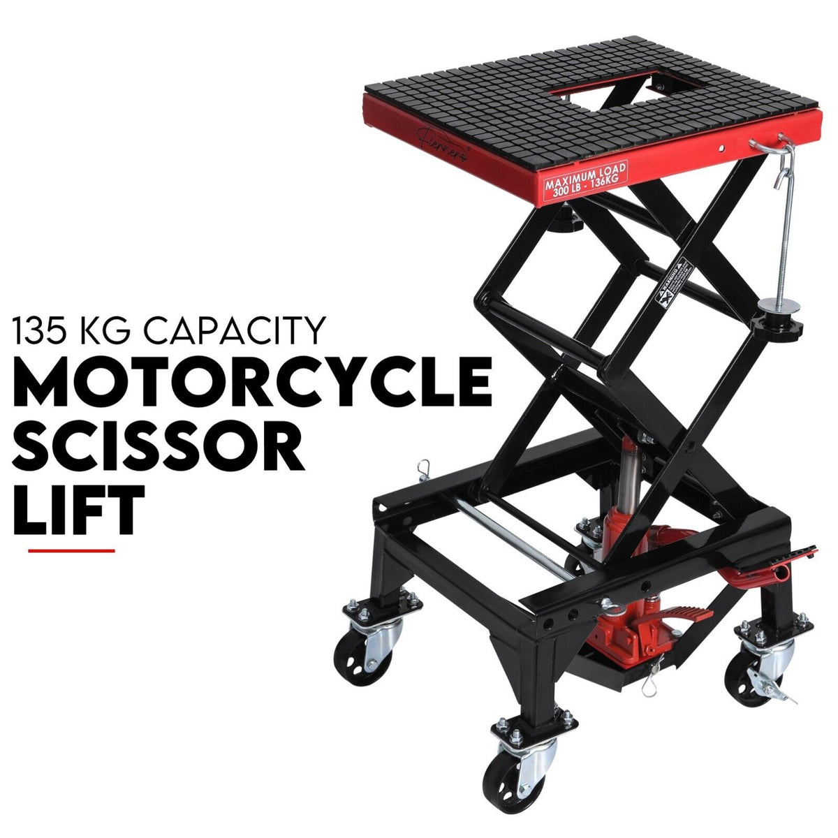 Motorcycle Scissor Lift Stand 135kg Hydraulic Motorbike Lifter Dirt Bike Jack-TAS_Rural