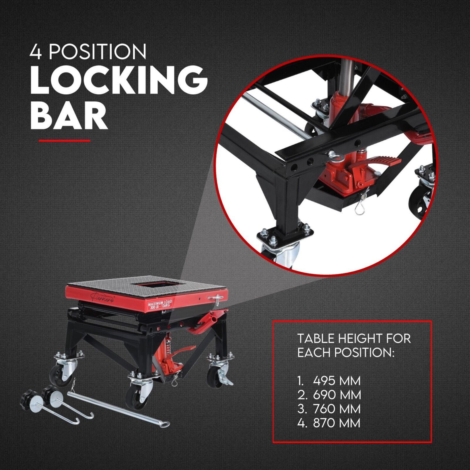 Motorcycle Scissor Lift Stand 135kg Hydraulic Motorbike Lifter Dirt Bike Jack-NT_Rural