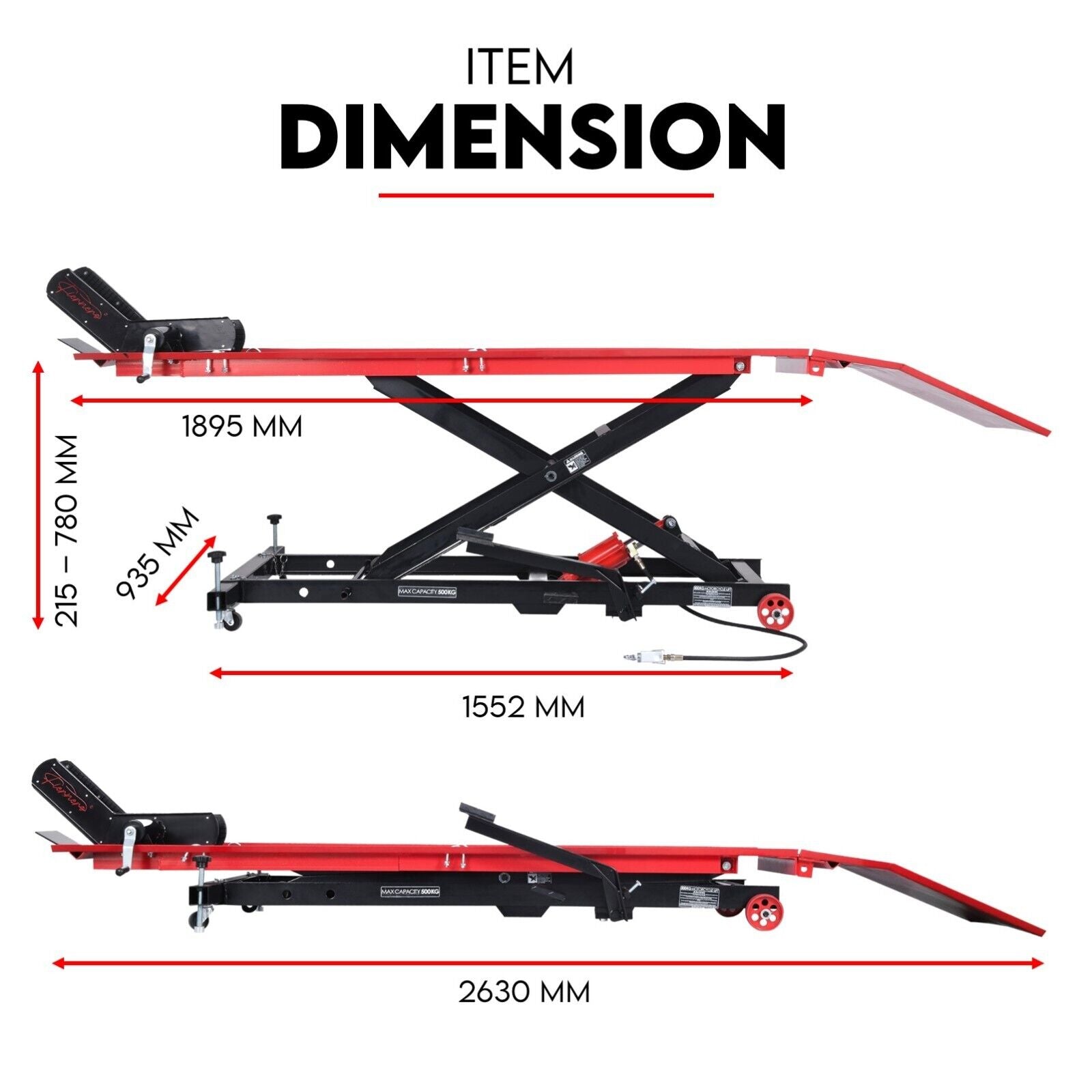 Motorcycle Lift 500kg Table Hydraulic Air Bike Jack Mechanic Stand Hoist Lifter-WA_Metro