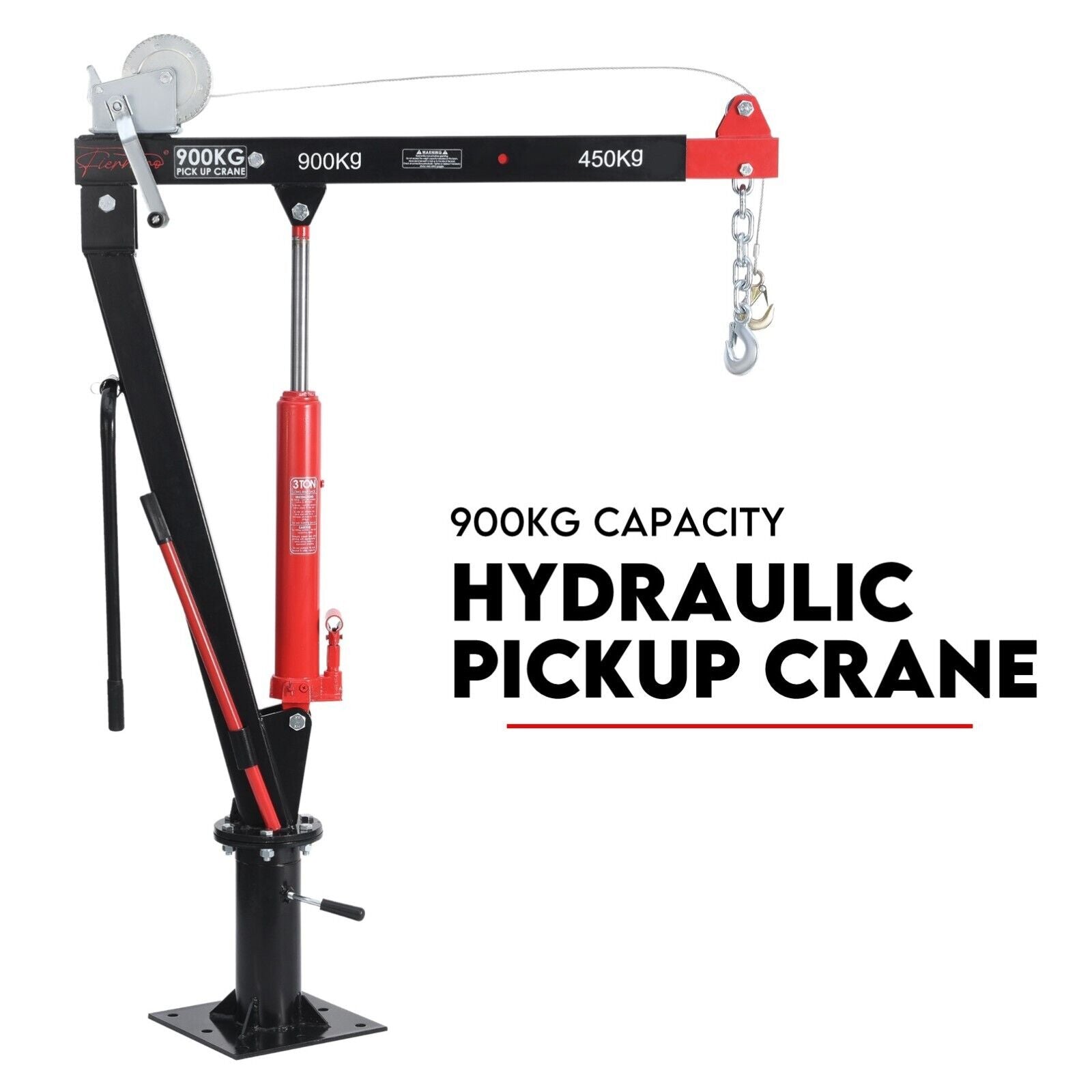 Hydraulic Crane 900kg Pickup Swivel Ute Truck Trailer Lift Hoist Winch Haul-WA_Metro