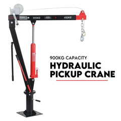 Hydraulic Crane 900kg Pickup Swivel Ute Truck Trailer Lift Hoist Winch Haul-VIC_Rural