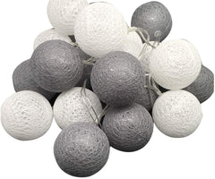 1 Set of 20 LED Grey White 5cm Cotton Ball Battery Powered String Lights Gift Home Wedding Party