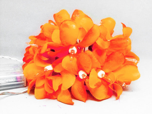 1 Set of 20 LED Orange Frangipani Flower Battery String Lights Christmas Gift Home Wedding Party Decoration