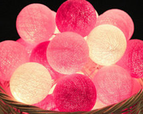 1 Set of 20 LED Pink 5cm Cotton Ball Battery Powered String Lights Christmas Gift Home Wedding Party