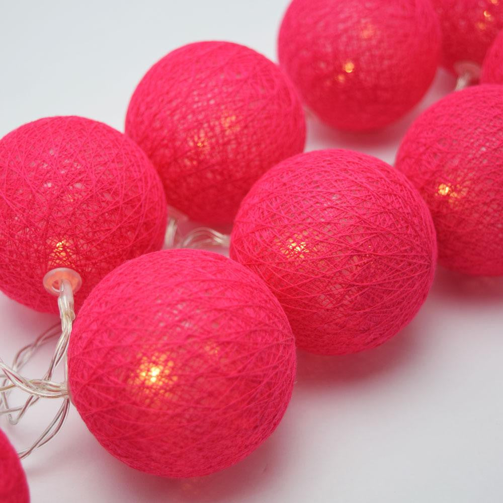 1 Set of 20 LED Red 5cm Cotton Ball Battery Powered String Lights Christmas Gift Home Wedding Party Bedroom Decoration