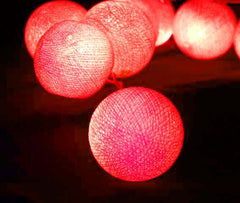 1 Set of 20 LED Red 5cm Cotton Ball Battery Powered String Lights Christmas Gift Home Wedding Party Bedroom Decoration