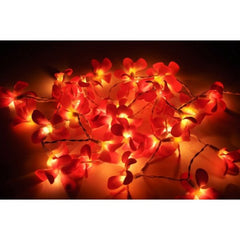 1 Set of 20 LED Deep Red Frangipani Flower Battery String Lights Christmas Gift Home Wedding Party Decoration