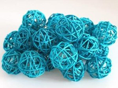 1 Set of 20 LED Turquoise 5cm Rattan Cane Ball Battery Powered String Lights Christmas