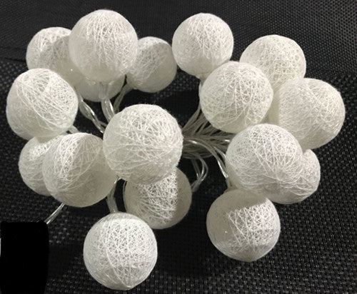 1 Set of 20 LED White 5cm Cotton Ball Battery Powered String Lights Christmas Gift Home Wedding Party Bedroom