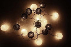 1 Set of 20 LED Black White 5cm Cotton Ball Battery Powered String Lights Xmas Gift Home Wedding Party Bedroom Decoration