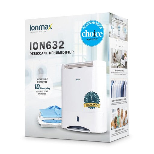 Ionmax ION632 10L/day Desiccant Dehumidifier CHOICE Recommended & Sensitive Choice Approved-WA_Metro