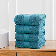 Linenland 4 Piece Cotton Bath Towels Set - Blue