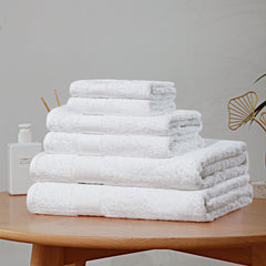 Luxury 6 Piece Soft and Absorbent Cotton Bath Towel Set - White