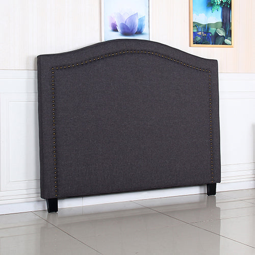 Bed Head Queen Size Charcoal Headboard with Curved Design Upholstery Linen Fabric-SA_Metro