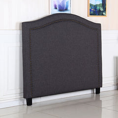 Bed Head Queen Size Charcoal Headboard with Curved Design Upholstery Linen Fabric-WA_Metro