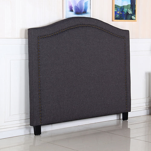 Bed Head Queen Size Charcoal Headboard with Curved Design Upholstery Linen Fabric-QLD_Metro