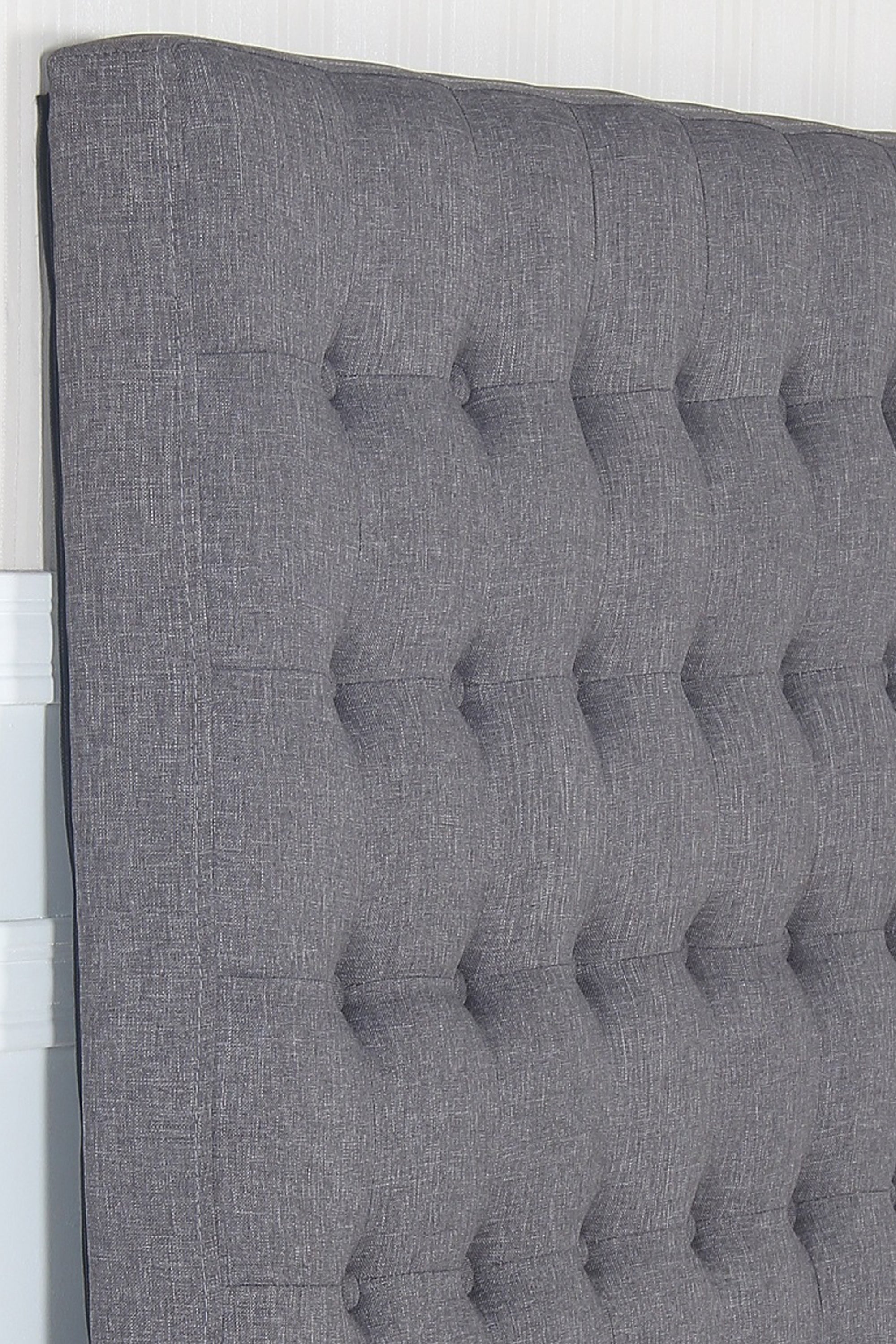 Bed Head Double Charcoal Headboard Upholstery Fabric Tufted Buttons-ACT