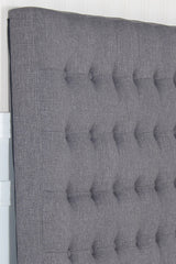 Bed Head Double Charcoal Headboard Upholstery Fabric Tufted Buttons-NSW_Metro