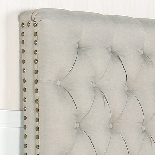 Bed Head Double Size French Provincial Headboard Upholsterd Fabric Beige-VIC_Metro