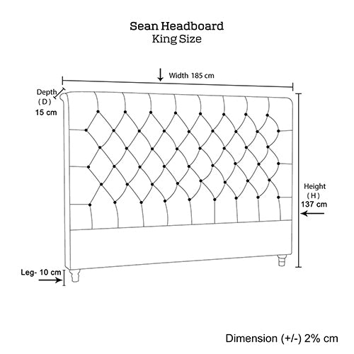 Bed Head King Size French Provincial Headboard Upholsterd Fabric Beige-WA_Metro