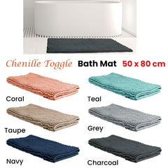 Chenille Toggle Bath Mat 50 x 80cm Charcoal