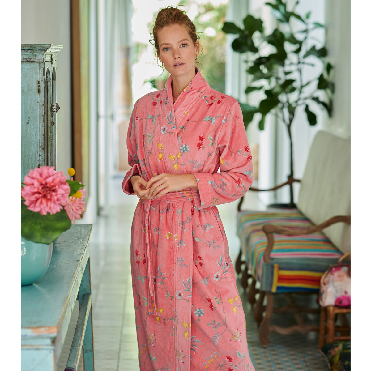 PIP Studio Les Fleurs Cotton Bath Robe Pink M