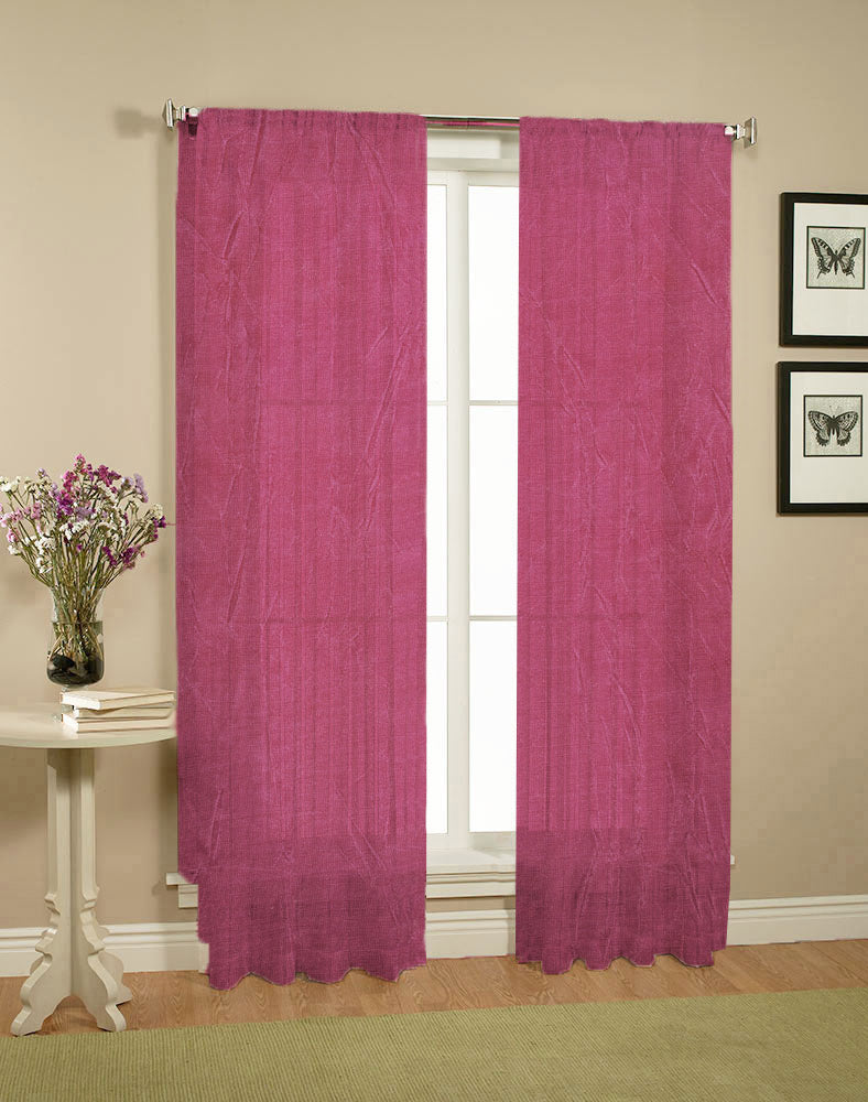 Pair of Crushed Sheer Curtains Burgundy