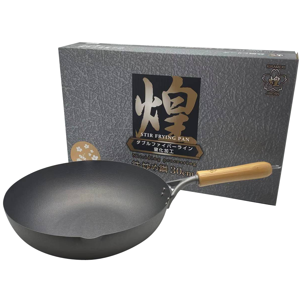 Kirameki Premium Cast Iron Nitriding Processing Stir-fry Wok (Made in Japan) - 30cm-NT_Rural