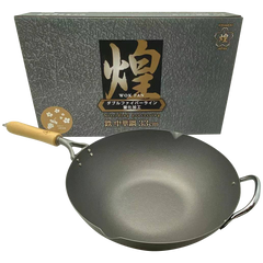 Kirameki Premium Cast Iron Nitriding Processing Stir-fry Wok (Made in Japan) - 33cm-WA_Rural