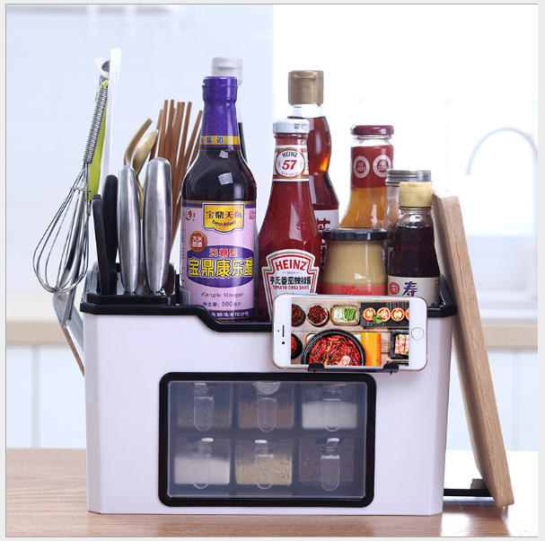 Multifunction Kitchen Utensils Condiment Storage Rack Seasoning Storage Box-VIC_Rural