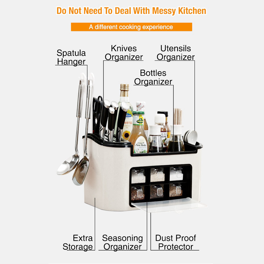 Multifunction Kitchen Utensils Condiment Storage Rack Seasoning Storage Box-ACT