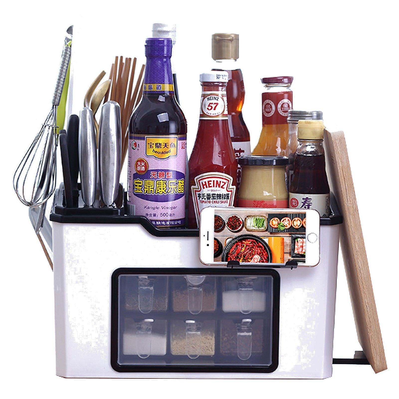 Multifunction Kitchen Utensils Condiment Storage Rack Seasoning Storage Box-VIC_Metro