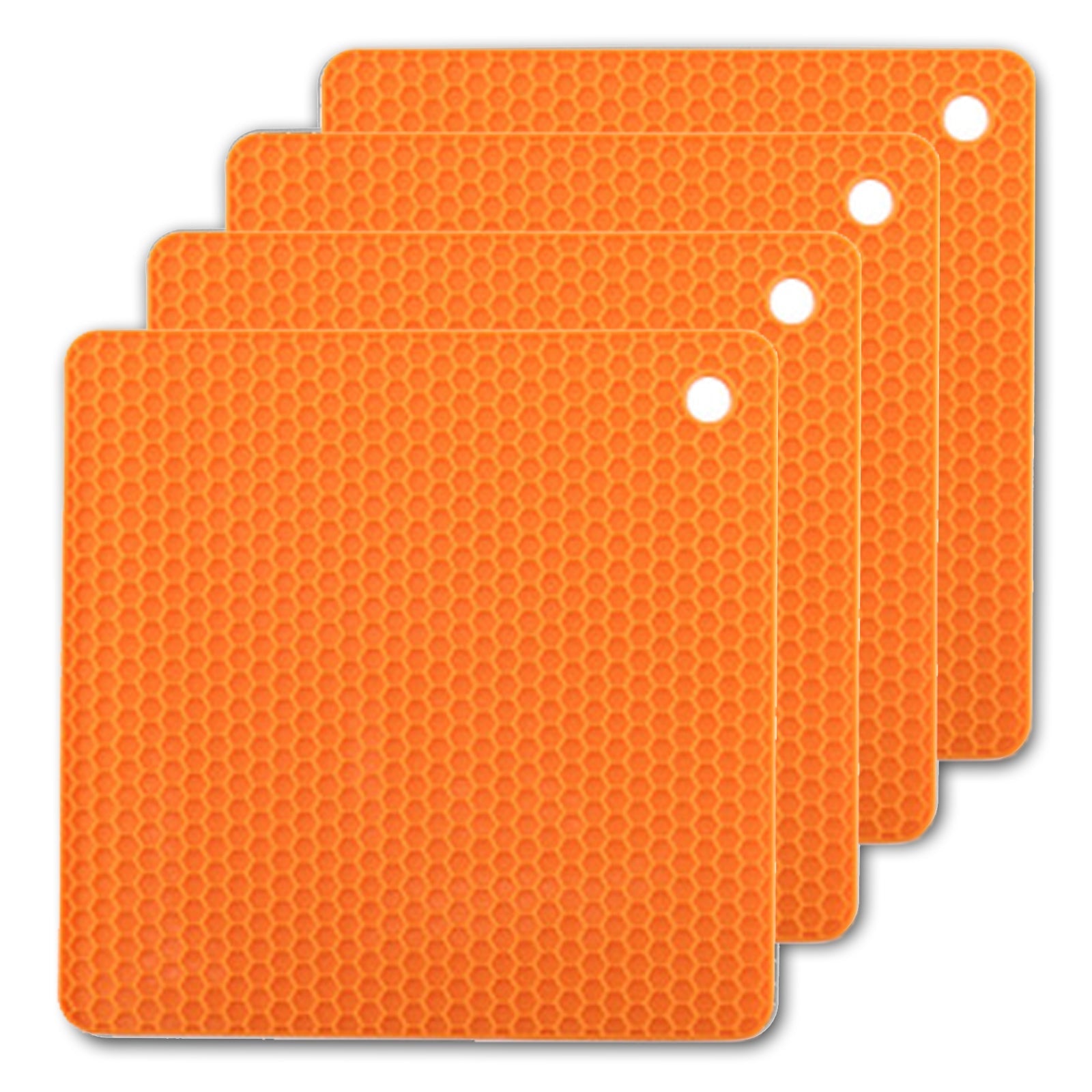 4 Pack Multi Purpose Silicone Insulation Mat Heat-Resistant Dishes Pads(Orange)-ACT