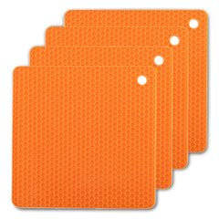 4 Pack Multi Purpose Silicone Insulation Mat Heat-Resistant Dishes Pads(Orange)-WA_Metro