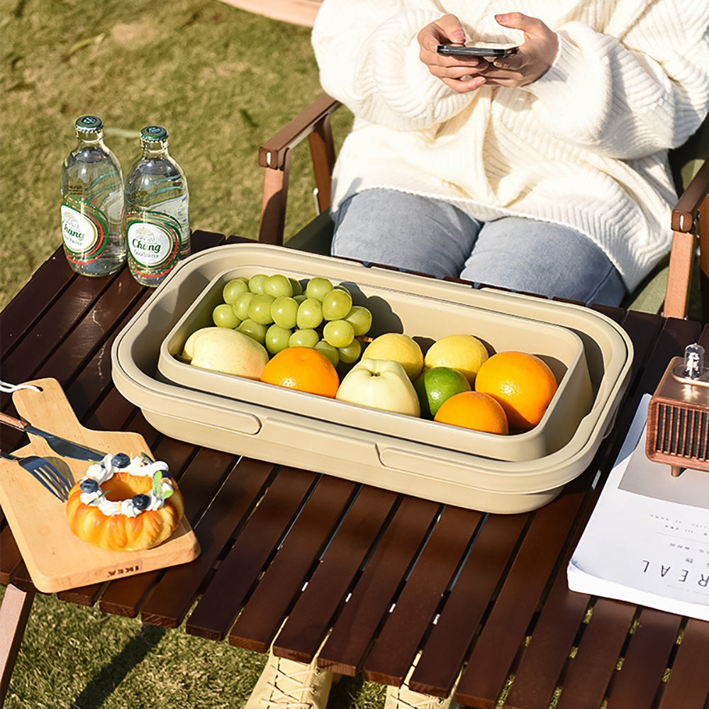 3 In 1 Folding Camping Storage Box Outdoor Food Fruit Container Picnic Table Basket-VIC_Metro