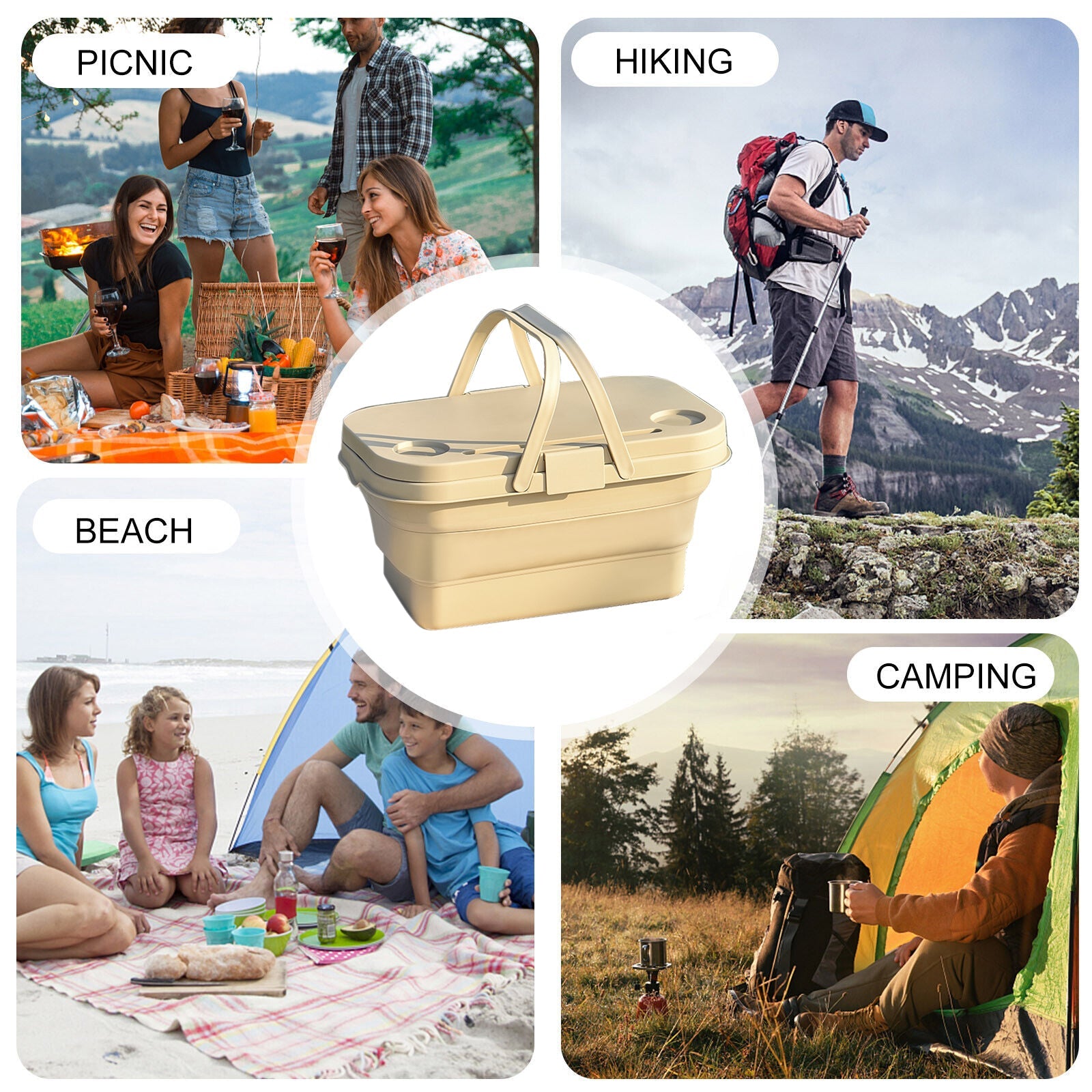 3 In 1 Folding Camping Storage Box Outdoor Food Fruit Container Picnic Table Basket-ACT