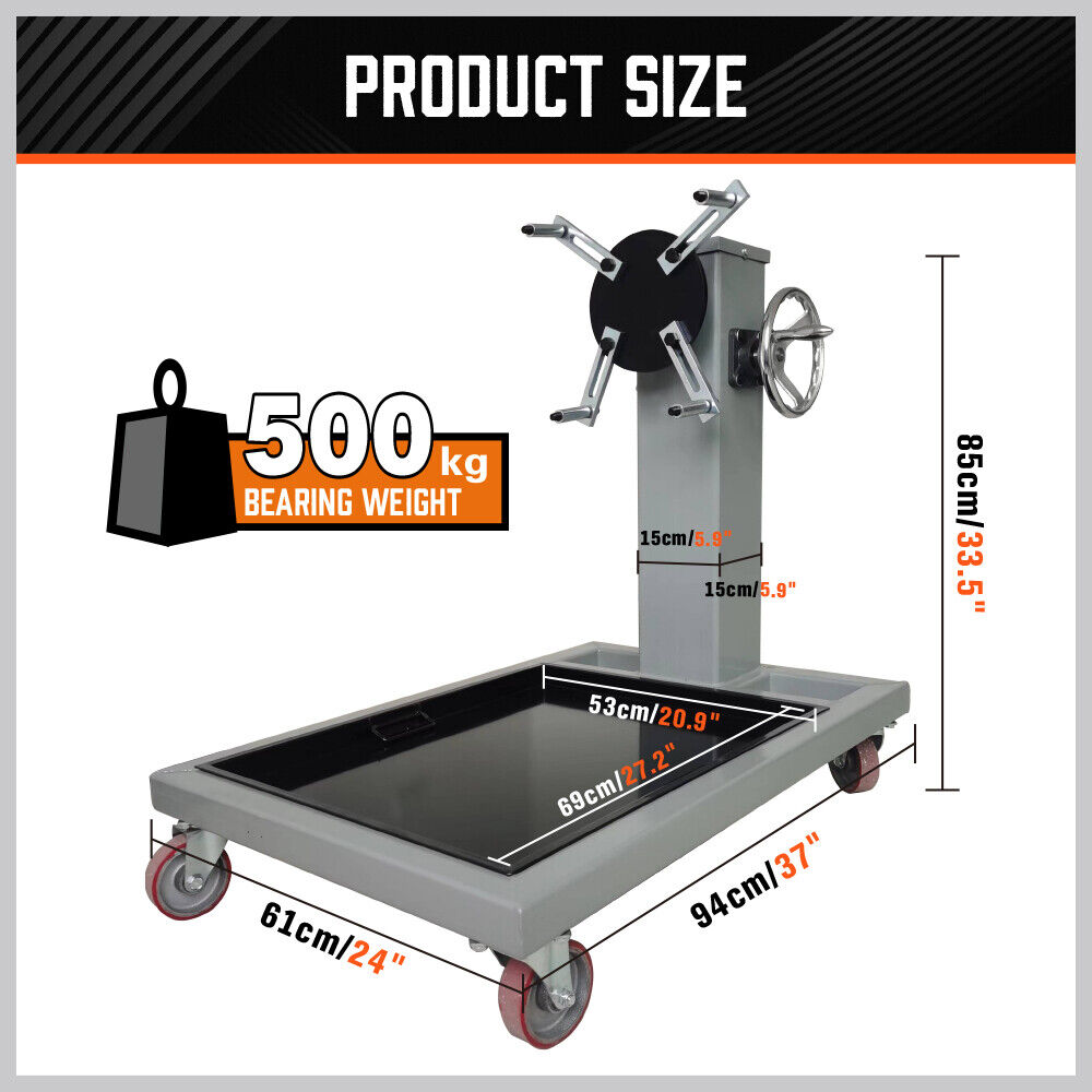 500kg Folding Engine Stand 1100lb Heavy Duty Workshop Auto Crane Hoist Motor-WA_Rural