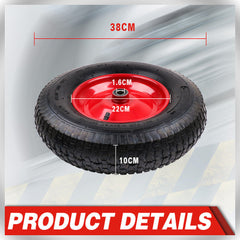 16" Wheelbarrow Trolley Wheel 4.80/4.00-8 Pneumatic Tyre 16mm Bore Tire Steel-QLD_Metro