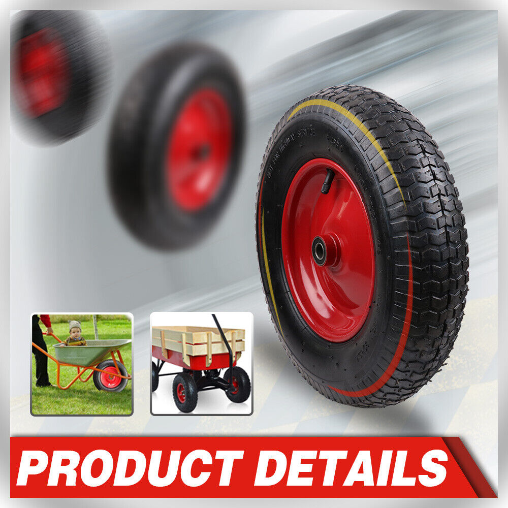 16" Wheelbarrow Trolley Wheel 4.80/4.00-8 Pneumatic Tyre 16mm Bore Tire Steel-ACT