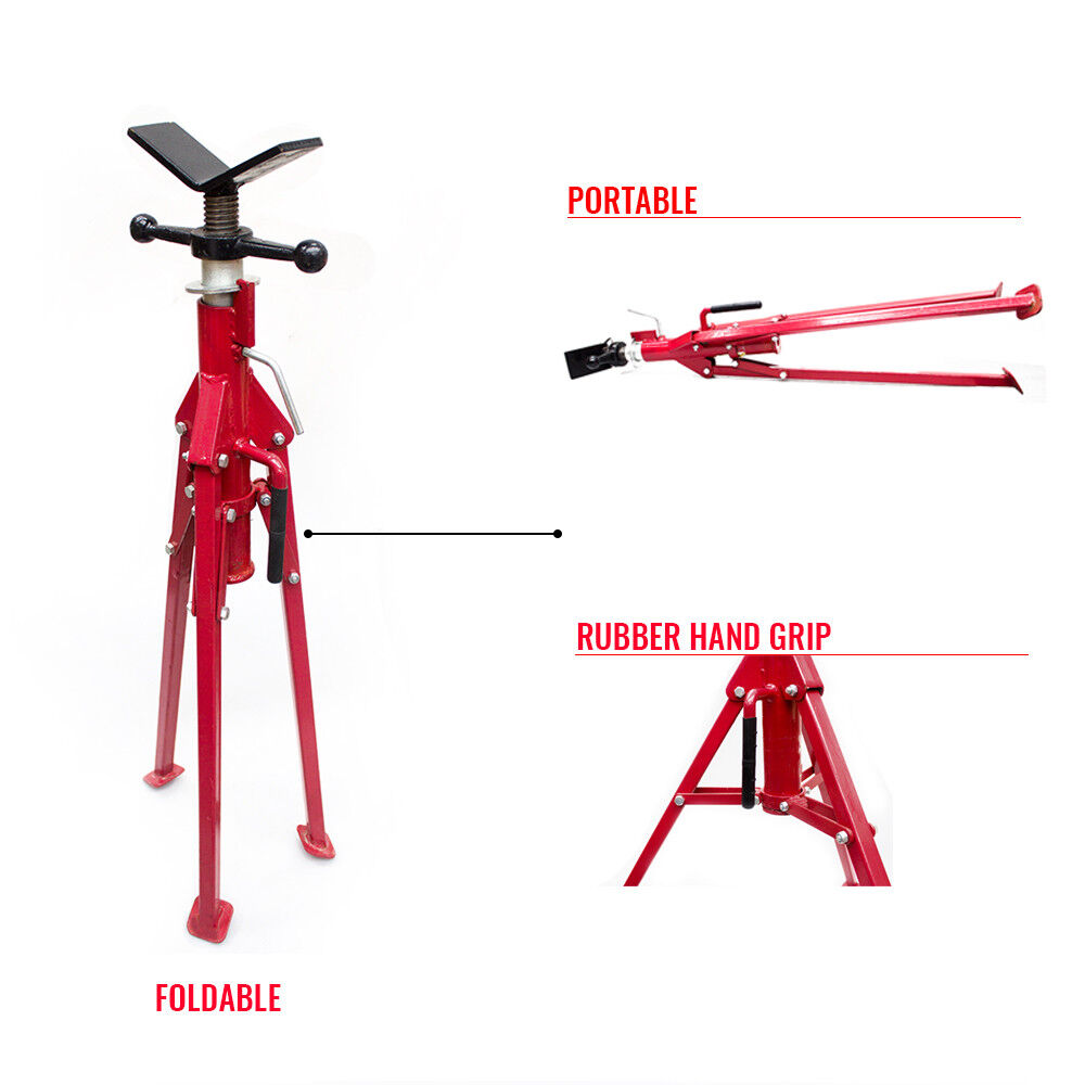 Folding Jack Stand 120cm Heavy Duty V Head Pipe Stand Adjustable Height 1.25 Ton-ACT