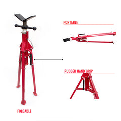 Folding Jack Stand 120cm Heavy Duty V Head Pipe Stand Adjustable Height 1.25 Ton-WA_Metro