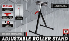 Foldable Roller Support Stand Adjustable Bench Holder 67-110cm Heavy Duty Steel-QLD_Metro