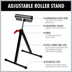 Foldable Roller Support Stand Adjustable Bench Holder 67-110cm Heavy Duty Steel-NT_Metro