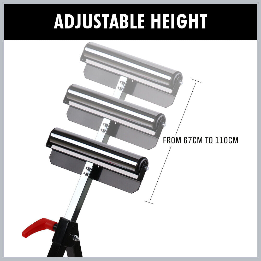 Foldable Roller Support Stand Adjustable Bench Holder 67-110cm Heavy Duty Steel-ACT