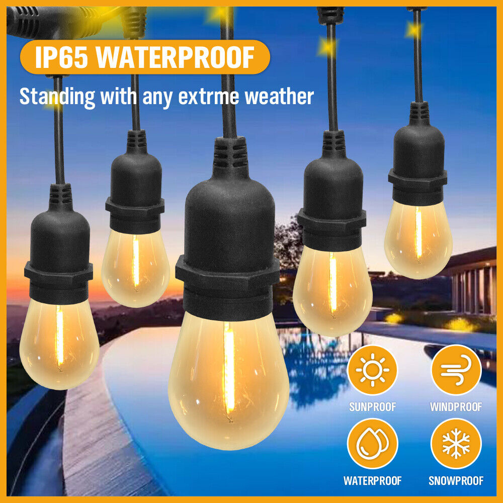 Solar Power 15 LED 18.2M Festoon String Lights Wedding Party WaterProof-SA_Metro