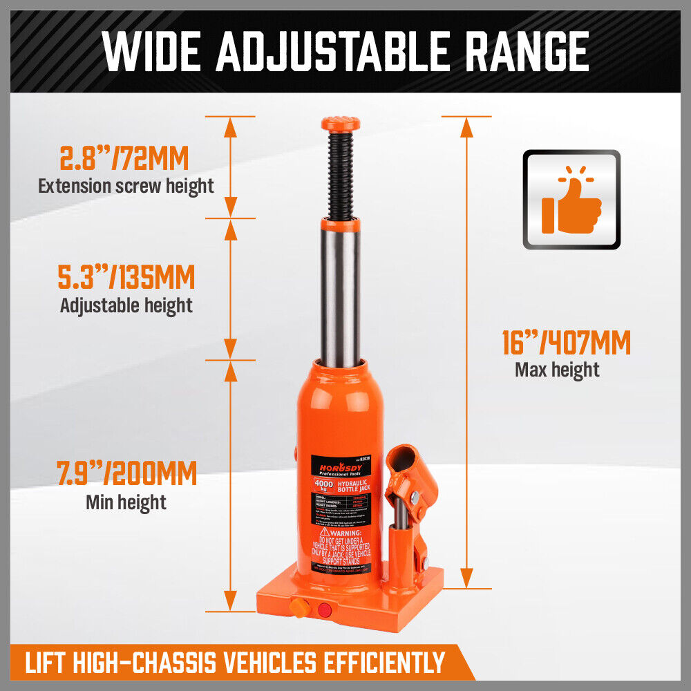 4-Ton (8,000 LBs) Hydraulic Bottle Jack Heavy Duty Car Lifter with Safety Valve-QLD_Rural